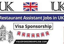 Restaurant Assistant Jobs in UK with Visa Sponsorship 2024