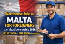Warehouse Jobs in Malta for Foreigners with Visa Sponsorship 2026 (EUR 2,000 to EUR 2800+/Month)