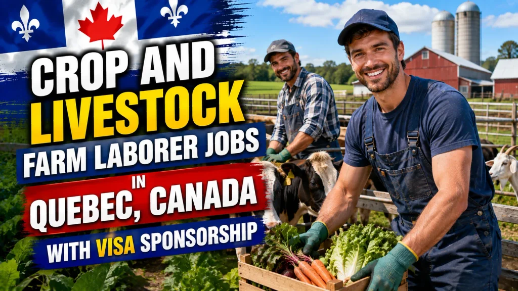 Crop and Livestock Farm Laborer Jobs in Quebec, Canada with Visa Sponsorship 2026